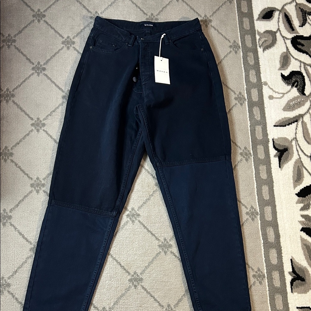 Waven Dark Blue Straight Leg Slouchy Mom Jeans